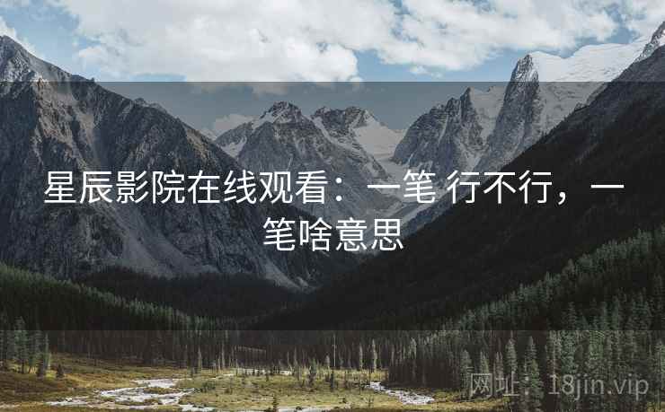星辰影院在线观看：一笔 行不行，一笔啥意思